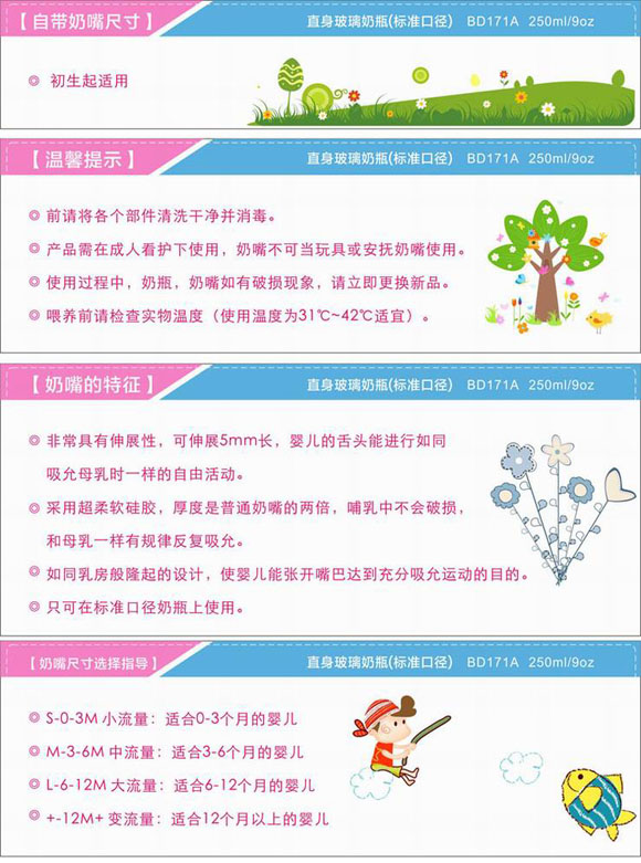 寶德直身玻璃奶瓶250ml藍(lán)