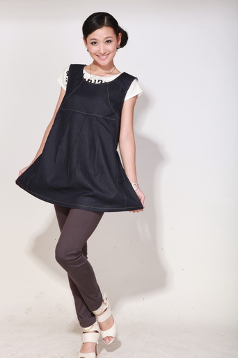 斜兜寬肩牛仔衫