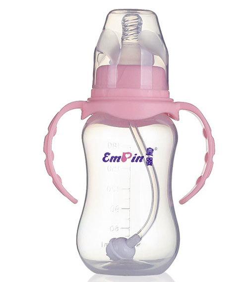 皇嬰標(biāo)口PP圓弧自動小奶瓶180ml粉色