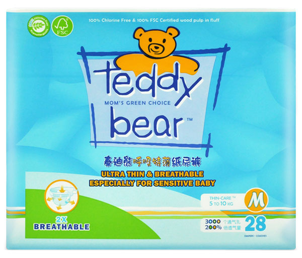 泰迪熊呼吸特薄迷你裝yinge紙尿褲藍(lán)色M碼