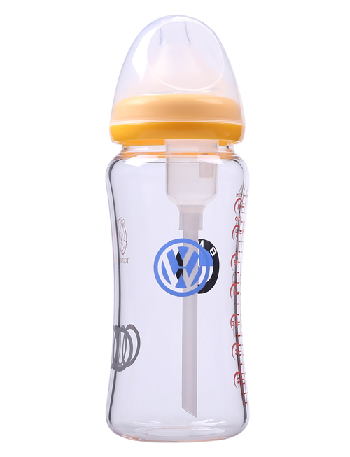 淘氣兔車標(biāo)防脹氣玻璃奶瓶橘色黃色