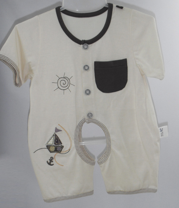 娃愛的蓓蓓米色純棉開檔連體衣