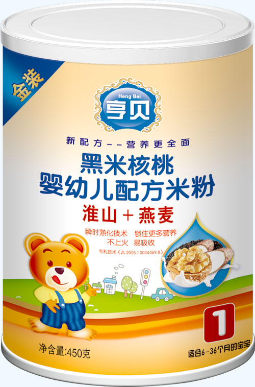 亨貝黑米核桃yingye配方米粉淮山燕麥450克