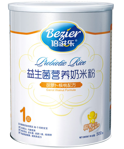 倍滋樂(lè)500克聽(tīng)裝胡蘿卜核桃益生菌米粉1段