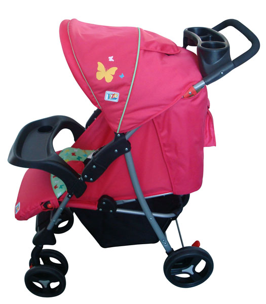 凱貝兒玫紅色全自動(dòng)推車