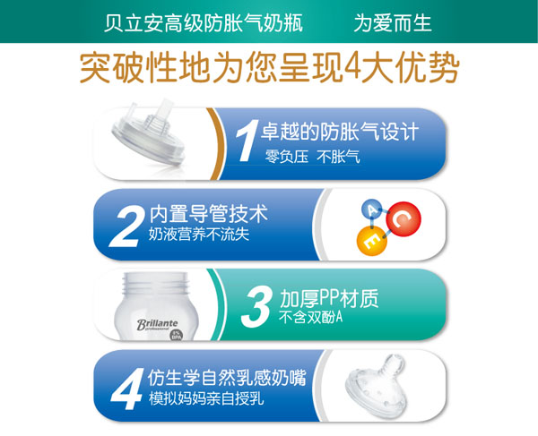 貝立安高級(jí)防脹氣奶瓶230ml