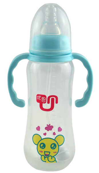 優(yōu)恩藍色標(biāo)口帶手柄PP奶瓶240ml