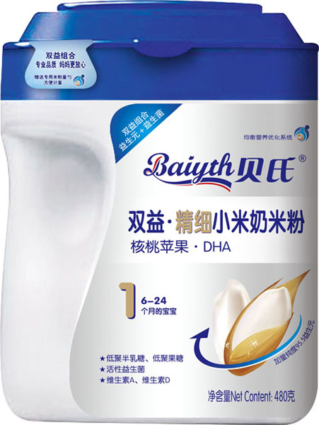 貝氏核桃蘋果DHA雙益精細(xì)小米奶米粉480克