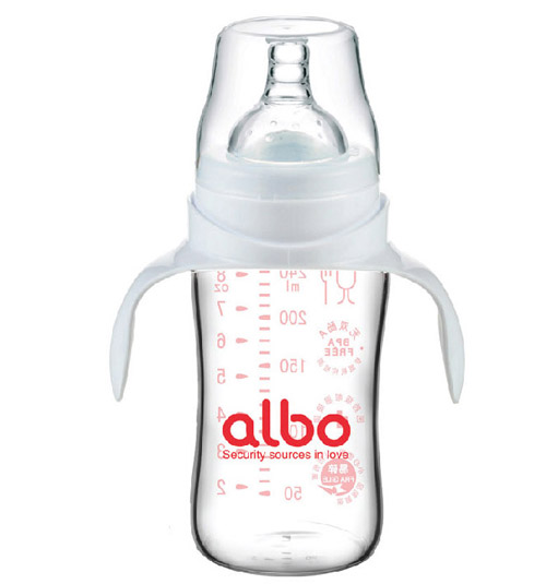 愛樂寶寬口晶鉆玻璃奶瓶240ml白色