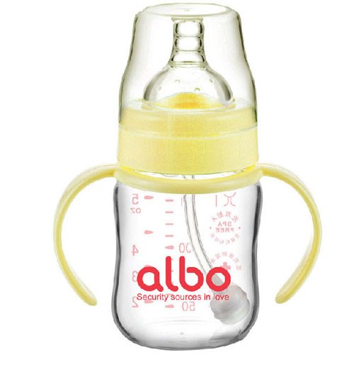 愛(ài)樂(lè)寶自動(dòng)晶鉆玻璃奶瓶150ml黃色