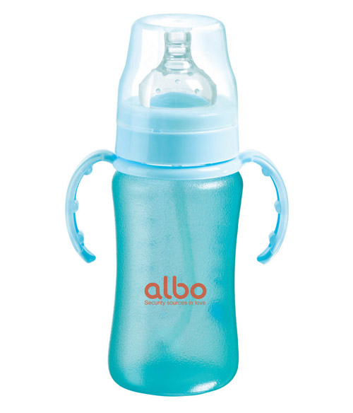 愛樂寶新型感溫硅膠玻璃奶瓶220m藍色