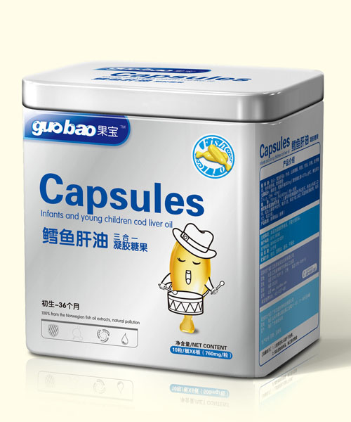 果寶鱈魚肝油三合一凝膠糖果罐