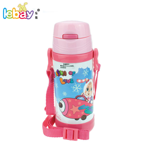 樂蓓紅色標(biāo)口卡通保溫水杯