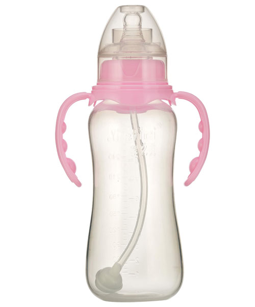 嬰之美標口雙耳自動圓弧PP奶瓶240ML粉色