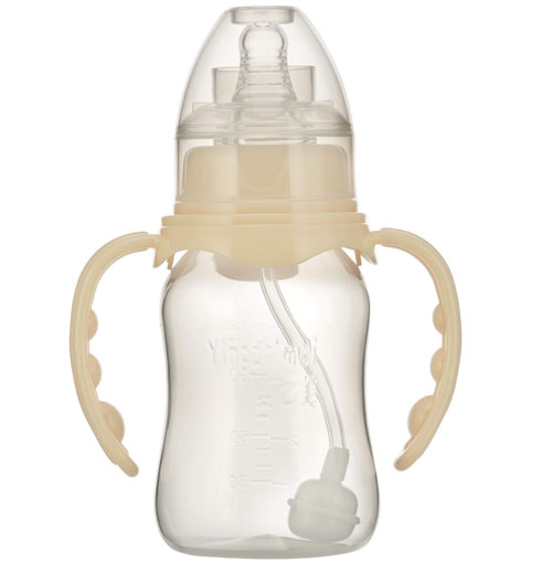 嬰之美標(biāo)口雙耳自動圓弧PP奶瓶120ML乳白色