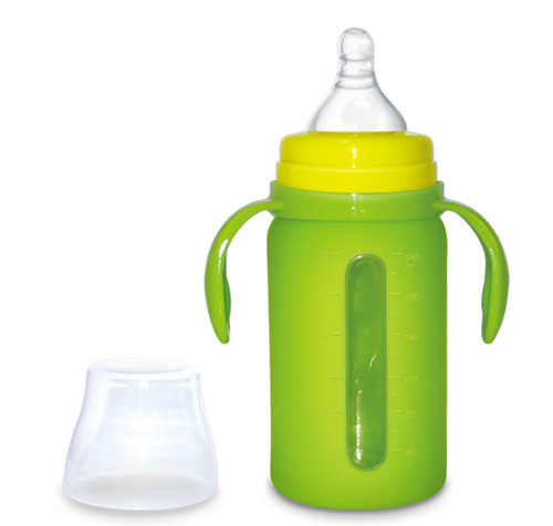 Babykin(貝沁)玻璃+硅膠套寬口直身奶瓶240ML