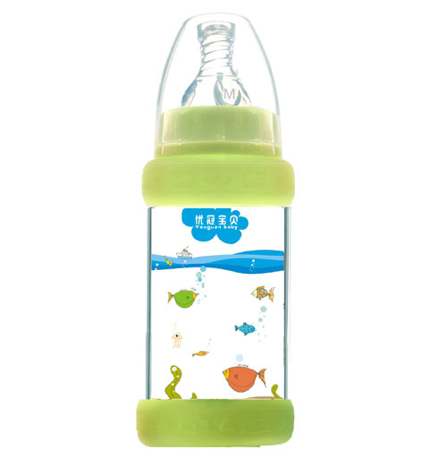 優(yōu)冠寶貝防護玻璃奶瓶120ml綠色