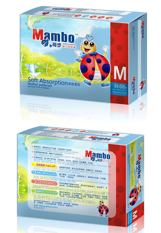 Mambo每步y(tǒng)inge紙尿褲M(mǎn)碼68片大包裝