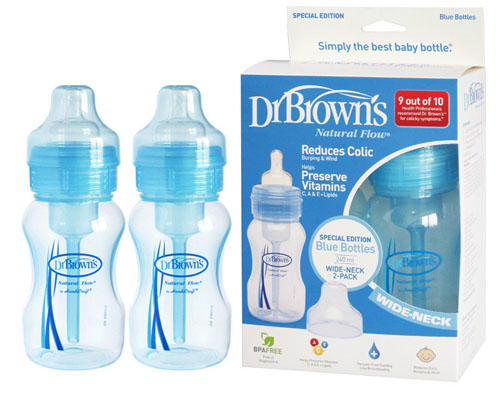 布朗博士彩色寬口PP奶瓶對(duì)裝藍(lán)色
