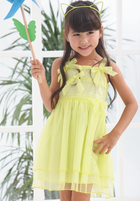 威斯米蝴蝶結裙子黃色