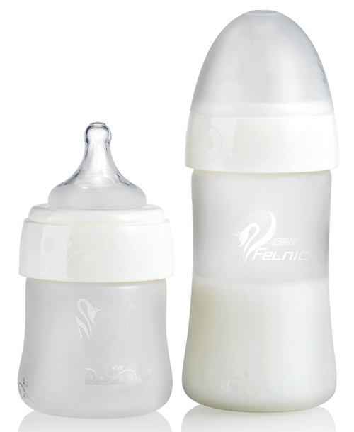 妃麗妮寬口徑磨砂晶鉆玻璃奶瓶