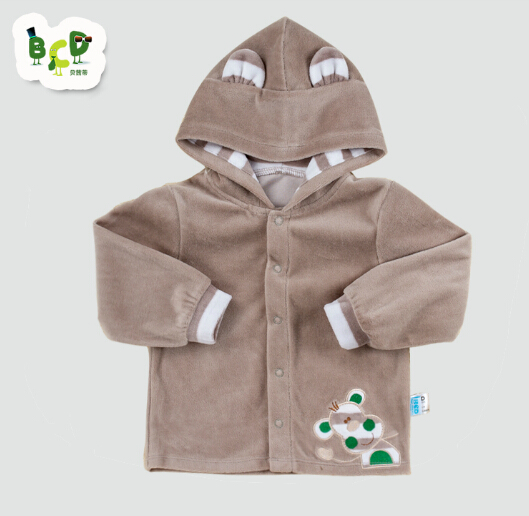 貝茜蒂灰色珊瑚絨帶帽寶寶外套