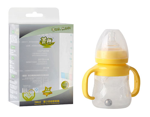菁優(yōu)寬口徑硅膠奶瓶150ml黃色