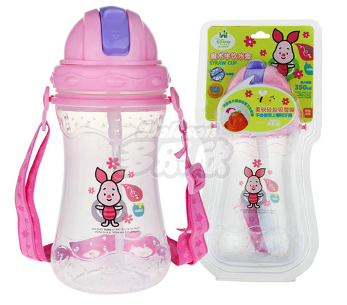 迪士尼寶寶魔術(shù)滑蓋吸管學(xué)飲水壺粉色小豬