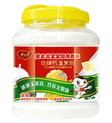 愛之藍(lán)鐵鋅鈣玉米粉800g透明桶裝