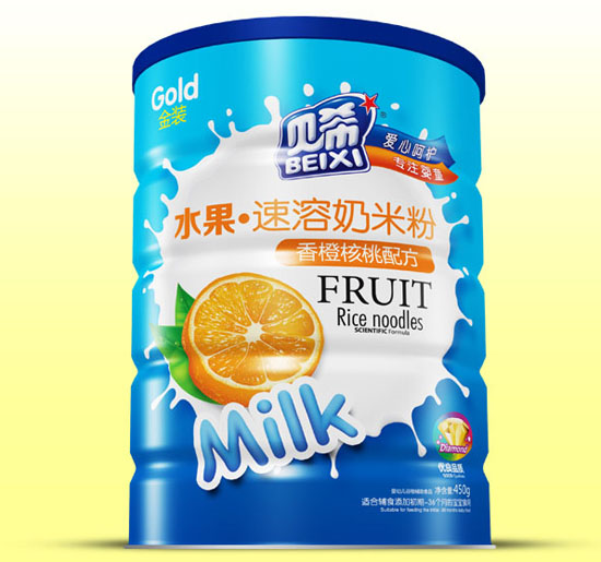 貝希香橙核桃水果速溶奶米粉鐵聽