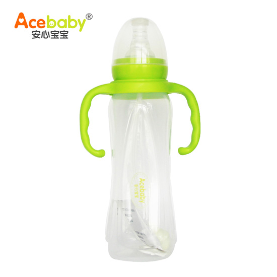 安心寶寶270ml標(biāo)口方圓適指形雙耳自動(dòng)PP奶瓶綠色