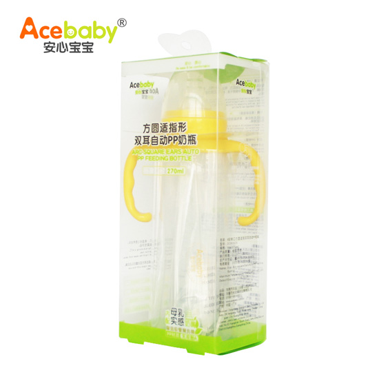 安心寶寶270ml標(biāo)口方圓適指形雙耳自動(dòng)PP奶瓶