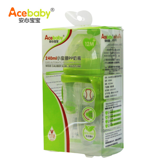 安心寶寶240ml小蠻腰PP奶瓶綠色盒裝