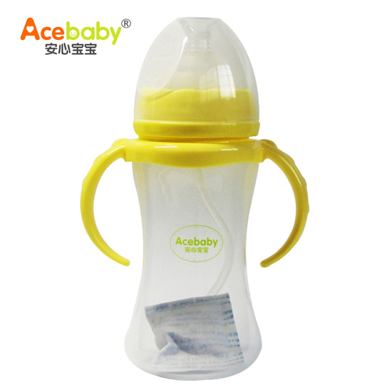 安心寶寶240ml小蠻腰PP奶瓶黃色