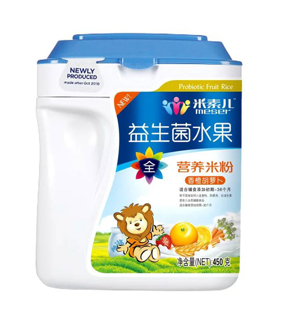 米素兒益生菌水果香橙胡蘿卜營(yíng)養(yǎng)米粉聽裝