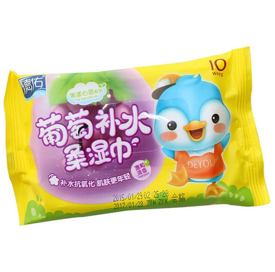 德佑一次性yinge葡萄補(bǔ)水濕巾10片