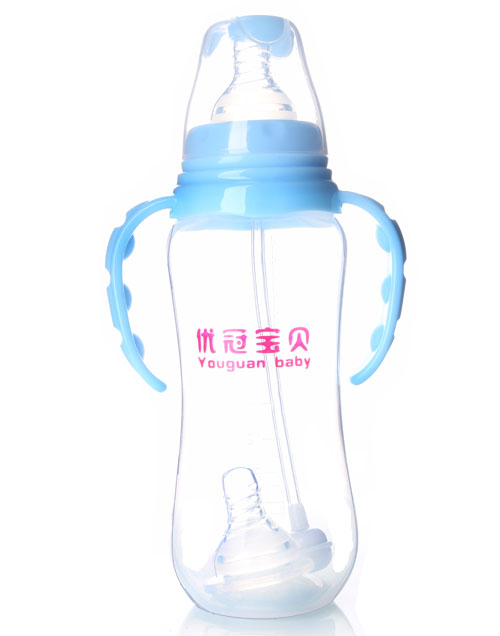 優(yōu)冠寶貝標(biāo)口徑PP奶瓶300ml藍(lán)色
