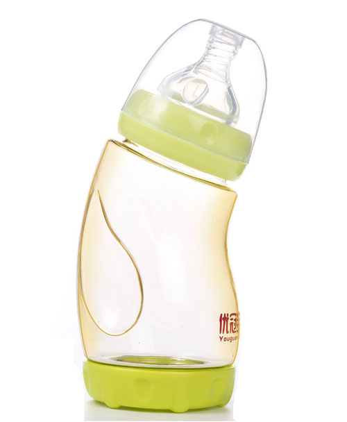 優(yōu)冠寶貝企鵝形防脹氣PPSU奶瓶260ml綠色