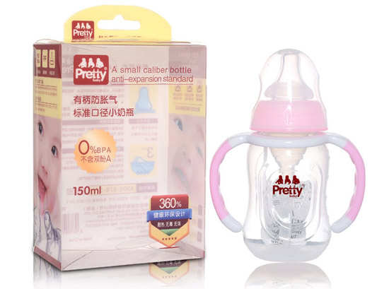 prettybaby有柄防脹氣標(biāo)準口徑小奶瓶150ML