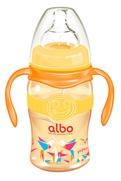 愛(ài)樂(lè)寶220mlPPSU寬口感溫自動(dòng)奶瓶桔色