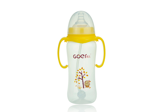 果兒330ML寬口PP弧型自動吸奶瓶黃色