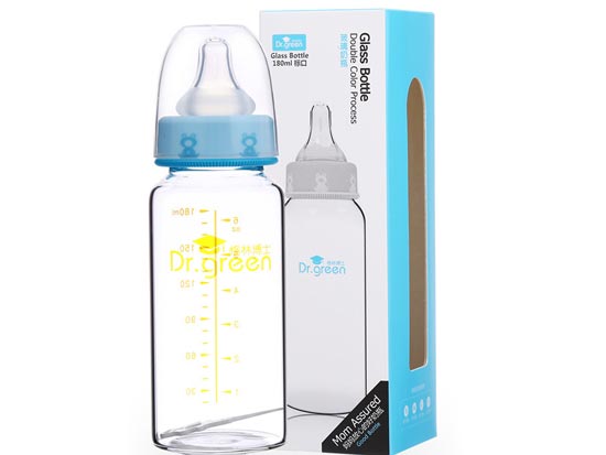 格林博士標(biāo)口玻璃奶瓶180ML藍(lán)色