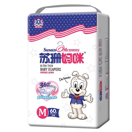 蘇珊媽咪柔薄型yinge紙尿褲M60片