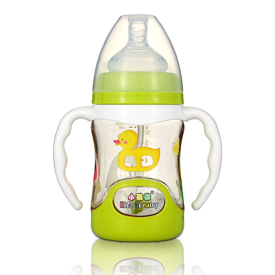 小孩國寬口扣底自動PPSU安全奶瓶180ML青色