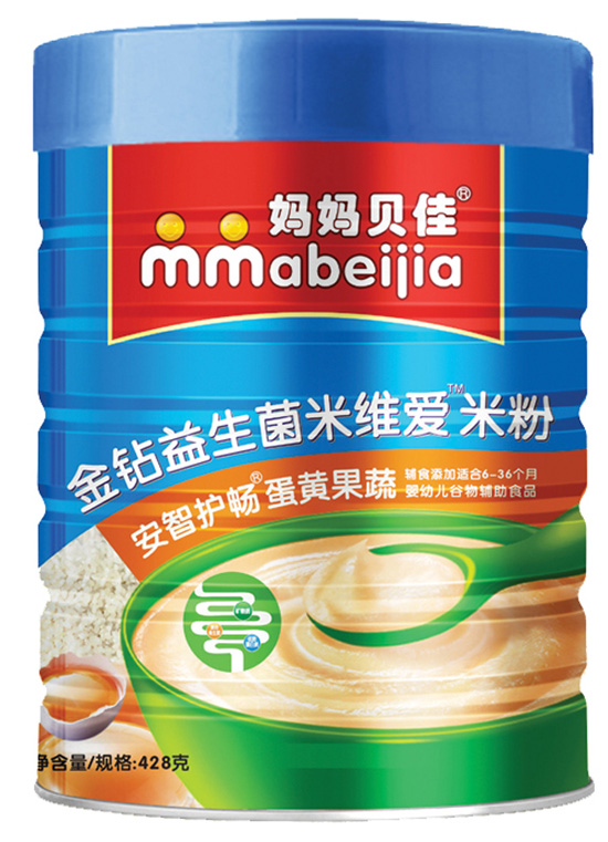 媽媽貝佳蛋黃果蔬428克益生菌米粉聽(tīng)裝