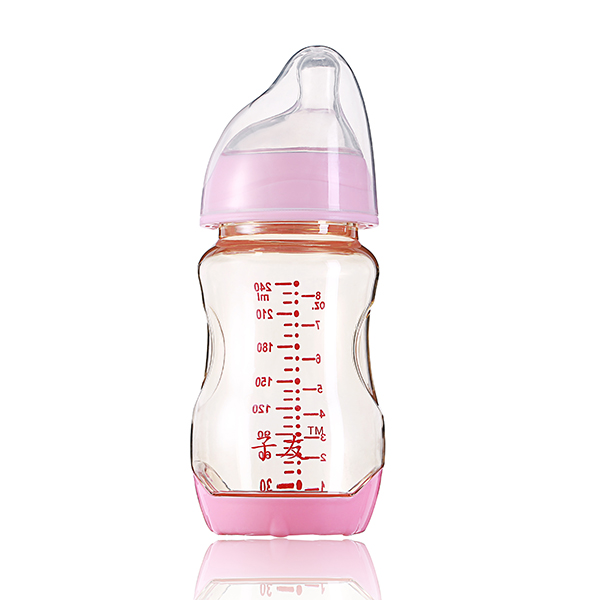 子友偏頭奶瓶240ml粉無柄