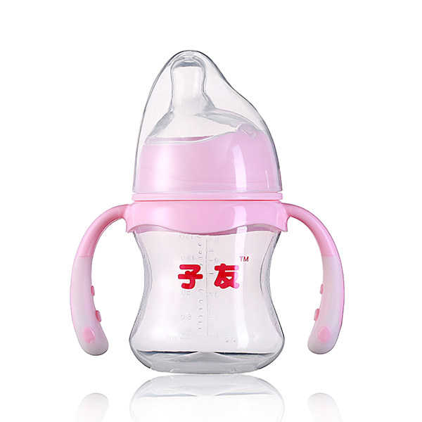 子友偏頭奶瓶粉無(wú)底座