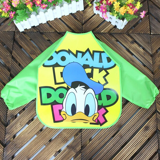 yingeEVA免洗吃飯衣圍兜圍嘴長袖綠