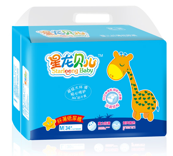 星龍貝兒纖薄紙尿褲M(mǎn)34片