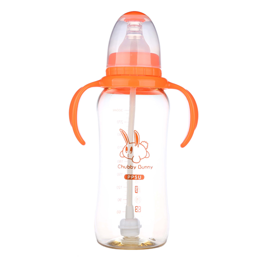 丘比兔PPSU葫蘆型自動(dòng)把手奶瓶300ML橙色